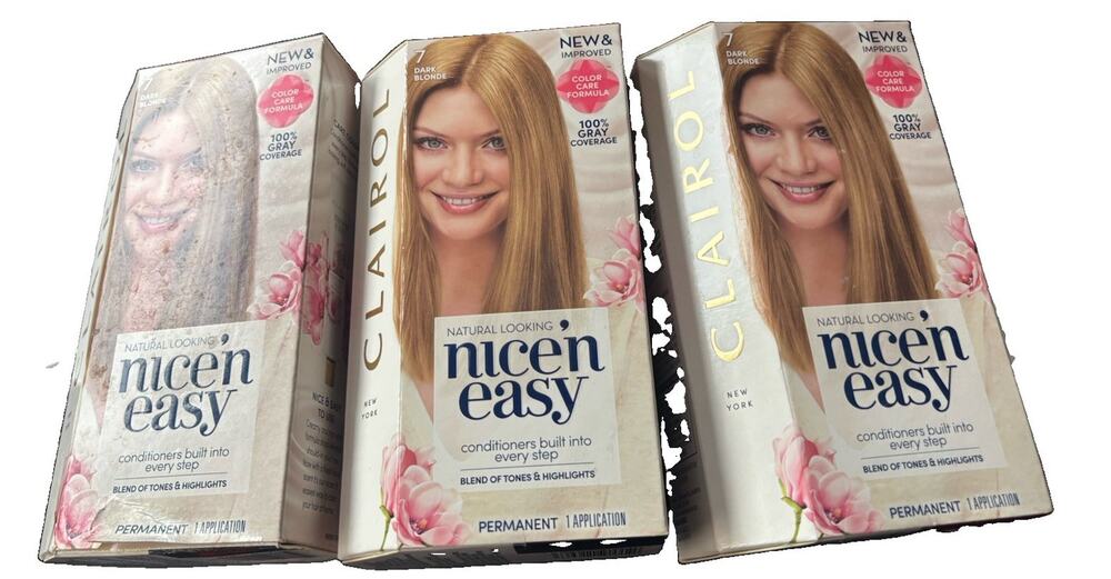 3-Clairol Nice'n Easy Permanent Hair Color Cream 7 Dark Blonde NEW SEALED